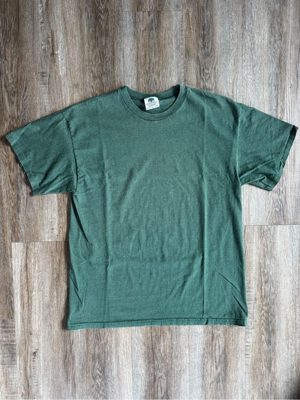 Vintage 90s Kingstree Green Striped Single Stitch T-Shirt - size XLarge